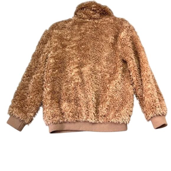 BB Dakota Jacket Womens Small Brown Side Pockets Fluffy Teddy Bear Zip Up Cozy - Picture 3 of 12